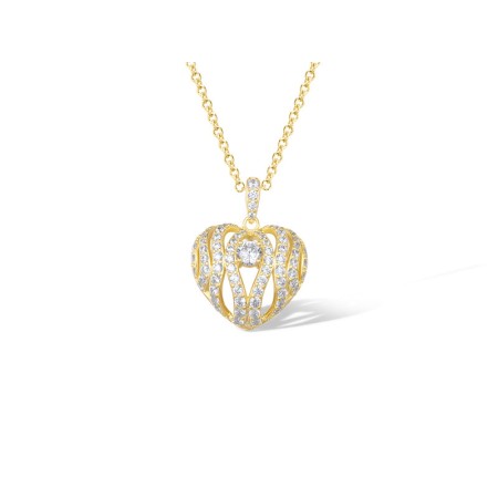 Sterling Silver w/ Yellow Plating Pendant White Cubic Zirconia (P322179WCZSY925)