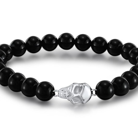 Sterling Silver Bracelet Dyed Black Agate (B304444BAGSL925)