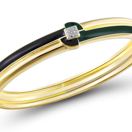 Sterling Silver w/ Yellow Plating Bracelet Enamel,White Cubic Zirconia (B304820ENASY925)