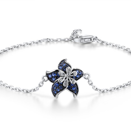 Sterling Silver w/ Black White Plating Bracelet Blue Nano Cubic Zirconia,White Cubic Zirconia (B306666BZZSK925)