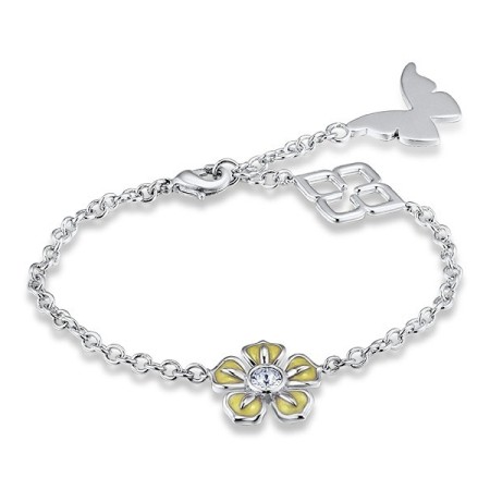 Brass w/ White Gold Plating Bracelet Enamel,Swarovski 001 (B311055AENA6BRW)