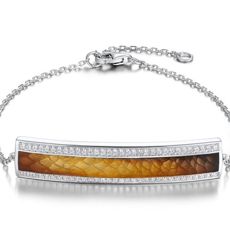 Sterling Silver Bracelet Enamel,White Cubic Zirconia (B311217ENASL925)