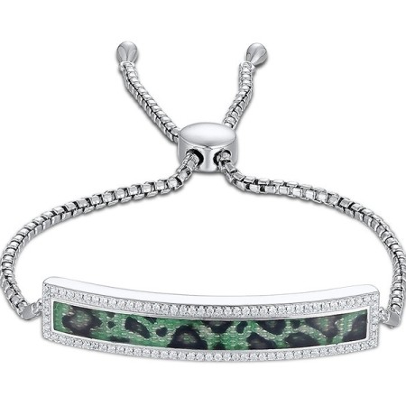 Sterling Silver Bracelet Enamel,White Cubic Zirconia (B311218ENASL925)