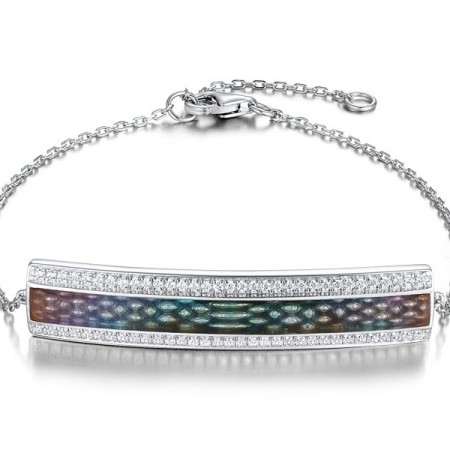 Sterling Silver Bracelet Enamel,White Cubic Zirconia (B311223ENASL925)