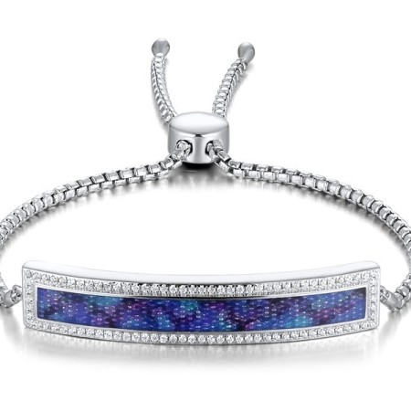 Sterling Silver Bracelet Enamel,White Cubic Zirconia (B311282ENA1SL925)