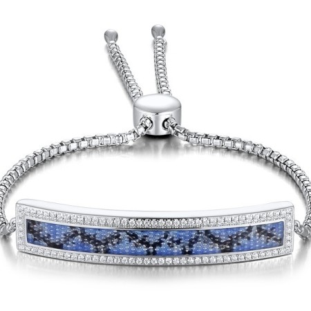 Sterling Silver Bracelet Enamel,White Cubic Zirconia (B311286ENASL925)