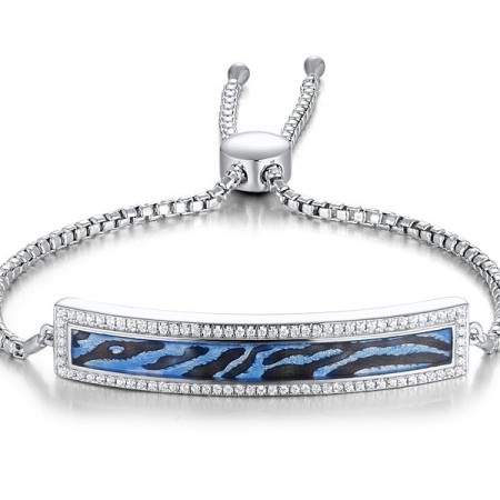 Sterling Silver Bracelet Enamel,White Cubic Zirconia (B311288ENA1SL925)
