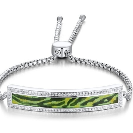 Sterling Silver Bracelet Enamel,White Cubic Zirconia (B311288ENASL925)