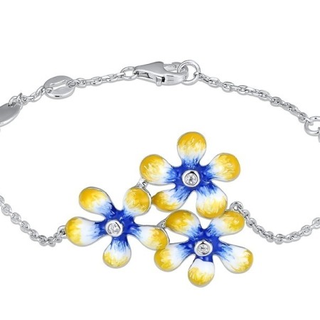 Sterling Silver Bracelet Enamel,White Cubic Zirconia (B312188ENASL925)