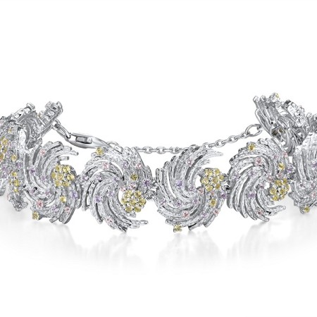 Sterling Silver Bracelet Created Purple Nano Spinel,Green Nano Cubic Zirconia (Per,Nano pink spinel (B315646AGPSZSL925)