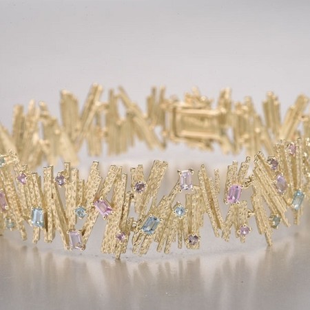 9KY Bracelet Amethyst,Blue Topaz (Swiss Blue),Pink Sapphire (B315694ABPS9KY)