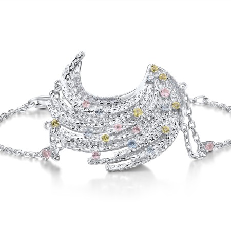 Sterling Silver Bracelet Blue Spinel,Green Nano Cubic Zirconia (Per,Nano pink spinel (B315698BGPSSL925)