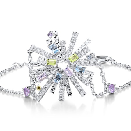Sterling Silver Bracelet Blue Spinel,Created Purple Nano Spinel,Dark Purple CZ,Green Nano Cubic Zirconia (Per,White Cubic Zirconia (B315720MULSL925)
