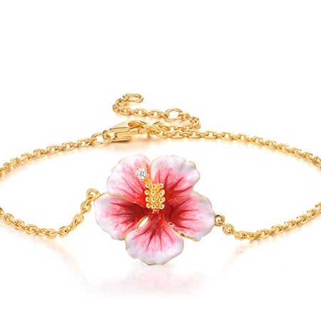 Sterling Silver w/ Yellow Plating Bracelet Enamel,White Cubic Zirconia (B315793ENASY925)