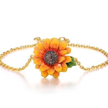 Sterling Silver w/ Yellow Black Plating Bracelet Enamel,Nano Brown Spinel (B315794ENASC925)