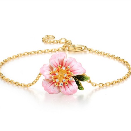 Sterling Silver w/ Yellow Plating Bracelet Enamel,White Cubic Zirconia (B315795ENASY925)