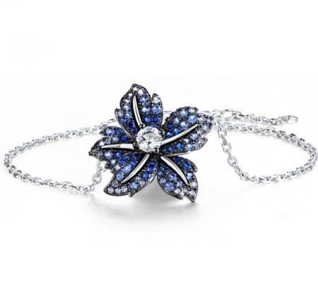 Sterling Silver w/ Black White Plating Bracelet Blue Nano Cubic Zirconia,Blue Spinel (B316702BNNZSK925)