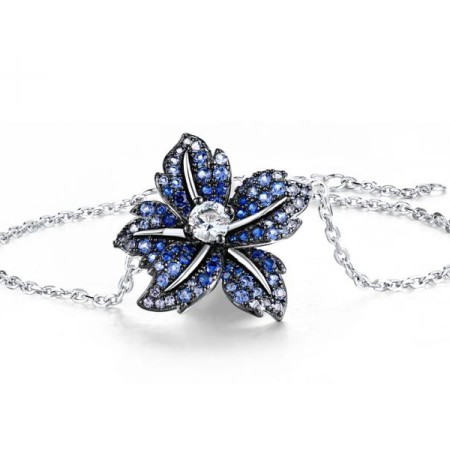 Sterling Silver w/ Black White Plating Bracelet Blue Nano Cubic Zirconia,Blue Spinel (B316702BNNZSK925)