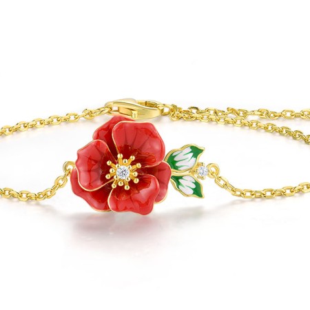 Sterling Silver w/ Yellow Plating Bracelet Enamel,White Cubic Zirconia (B318613ENASY925)