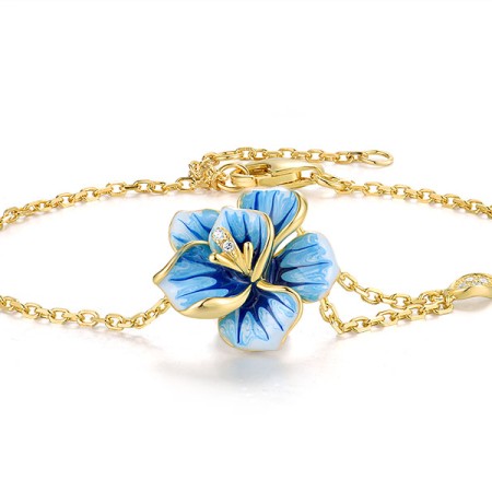 Sterling Silver w/ Yellow Plating Bracelet Enamel,White Cubic Zirconia (B318615ENASY925)