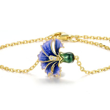 Sterling Silver w/ Yellow Plating Bracelet Enamel,White Cubic Zirconia (B318618ENASY925)