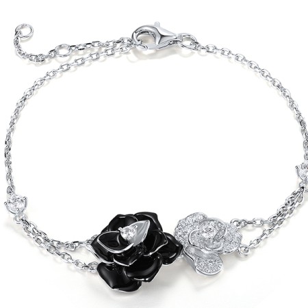 Sterling Silver Bracelet Enamel,White Cubic Zirconia (B319167ENASL925)