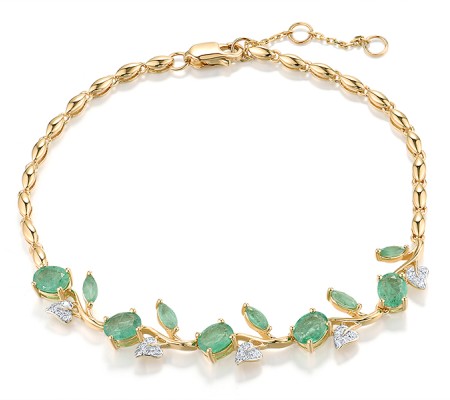 14KYW Bracelet Diamond,Emerald (B319437EMR14KYW)