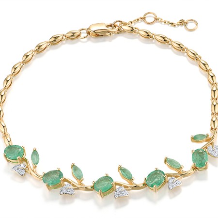 14KYW Bracelet Diamond,Emerald (B319437EMR14KYW)