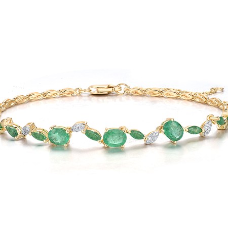 14KYW Bracelet Diamond,Emerald (B319438EMR14KYW)