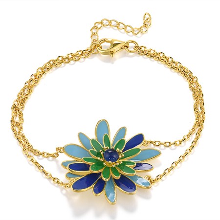 Sterling Silver w/ Yellow Plating Bracelet Blue Glass,Enamel (B319877ENASY925)