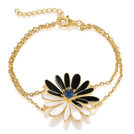 Sterling Silver w/ Yellow Plating Bracelet Blue Glass,Enamel (B320059ENASY925)