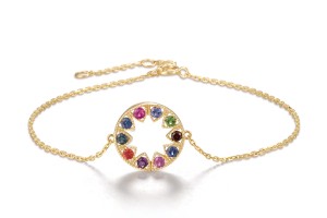 14KY Bracelet Orange Sapphire,Amethyst,Pink Sapphire,Blue Sapphire,Ruby,Garnet,Green Garnet,London Blue Topaz (B320271MUL14KY)