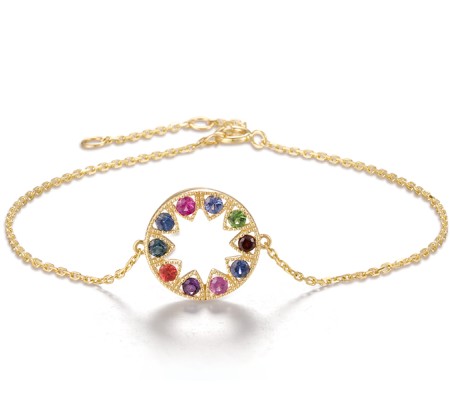 14KY Bracelet Orange Sapphire,Amethyst,Pink Sapphire,Blue Sapphire,Ruby,Garnet,Green Garnet,London Blue Topaz (B320271MUL14KY)