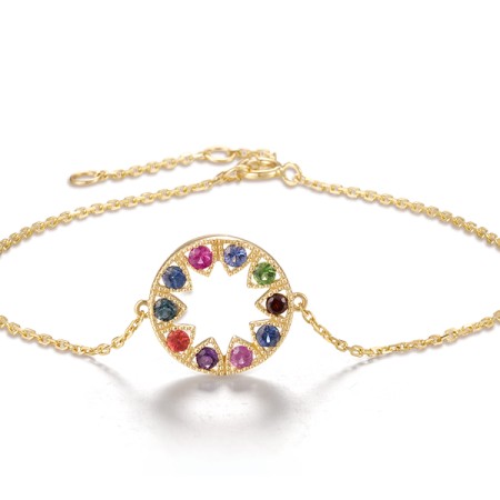 14KY Bracelet Orange Sapphire,Amethyst,Pink Sapphire,Blue Sapphire,Ruby,Garnet,Green Garnet,London Blue Topaz (B320271MUL14KY)