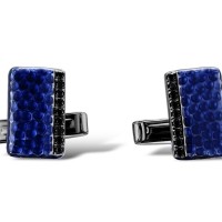 Sterling Silver w/ Black White Plating Cufflink Black spinel,Enamel (C312260ENASK925)