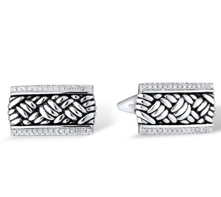 Sterling Silver Cufflink White Cubic Zirconia (C312266AWCZSL925)
