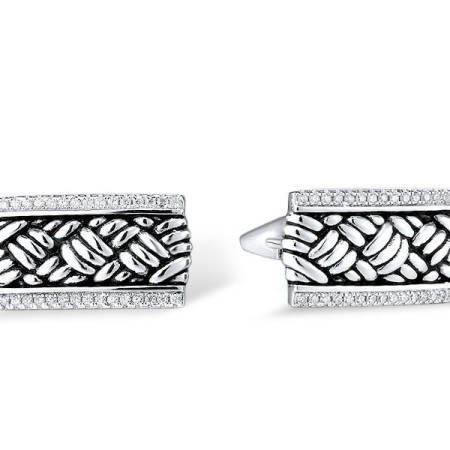 Sterling Silver Cufflink White Cubic Zirconia (C312266AWCZSL925)