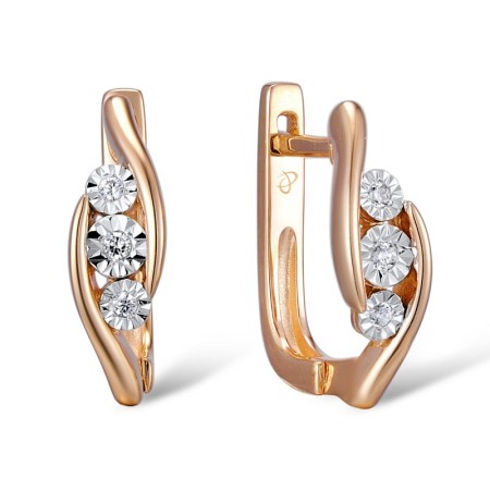 Sterling Silver w/ IONIC ROSE PLATING Earrings White Cubic Zirconia (E300068WCZSQ925)