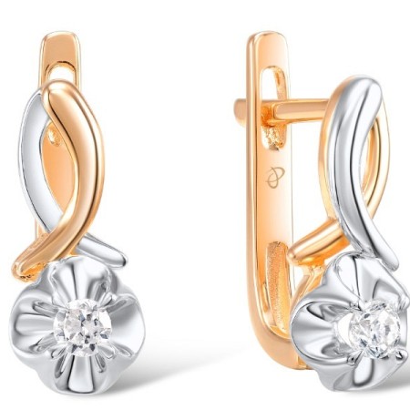 Sterling Silver w/ IONIC ROSE PLATING Earrings White Cubic Zirconia (E300074WCZSQ925)