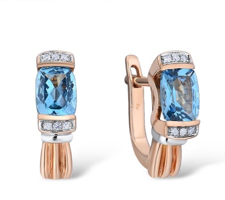 14RTT Earrings Blue Topaz (Swiss Blue),Diamond (E300210BLT14RTT)