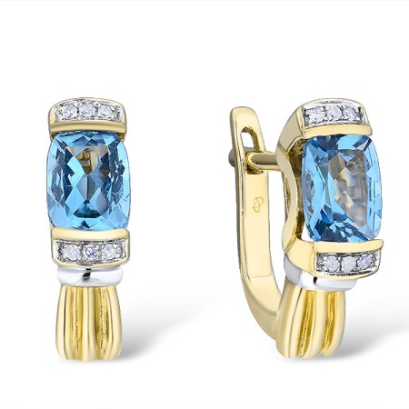 14TT Earrings Diamond,Blue Topaz (Swiss Blue) (E300210BLT14TT)