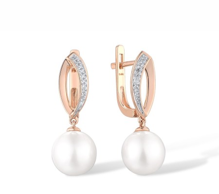 14KRW Earrings Diamond,Fresh Water White Pearl (E300287AFWP14KRW)