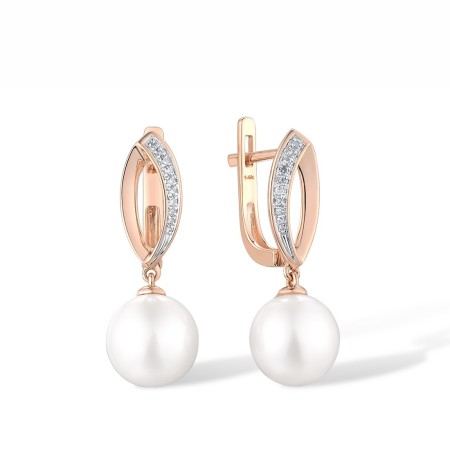 14KRW Earrings Diamond,Fresh Water White Pearl (E300287AFWP14KRW)