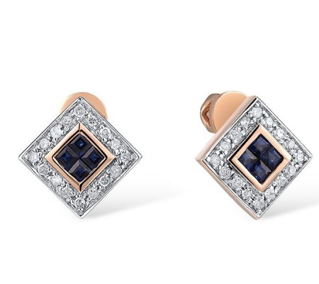 14KRW Earrings Blue Sapphire,Diamond (E300433SAP14KRW-SR)
