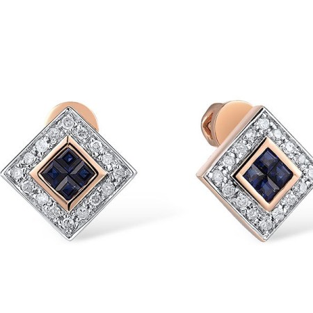 14KRW Earrings Blue Sapphire,Diamond (E300433SAP14KRW-SR)