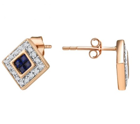 14KRW Earrings Blue Sapphire,Diamond (E300433SAP14KRW)