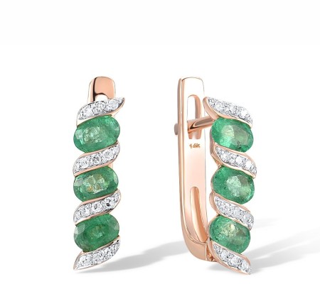 14KRW Earrings Diamond,Emerald (E300833EMR14KRW)