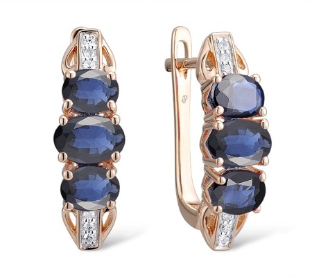 14KRW Earrings Diamond,Blue Sapphire (E300860SAP14KRW)
