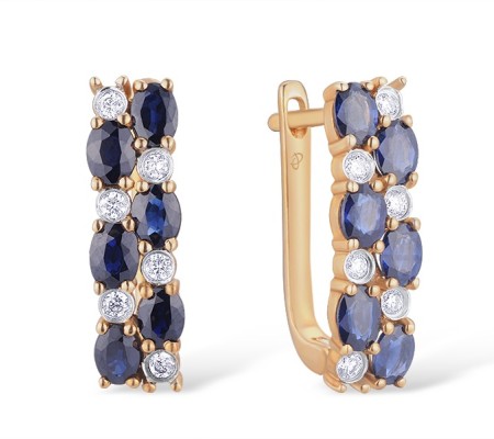 14KRW Earrings Blue Sapphire,Diamond (E300873SAP14KRW)