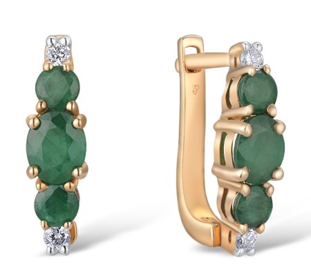 14KRW Earrings Emerald,Diamond (E300877EMR14KRW)